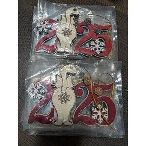 QTY 22 Cat Booty Christmas Ornament 2025 Hanging Ornament Cute Wood